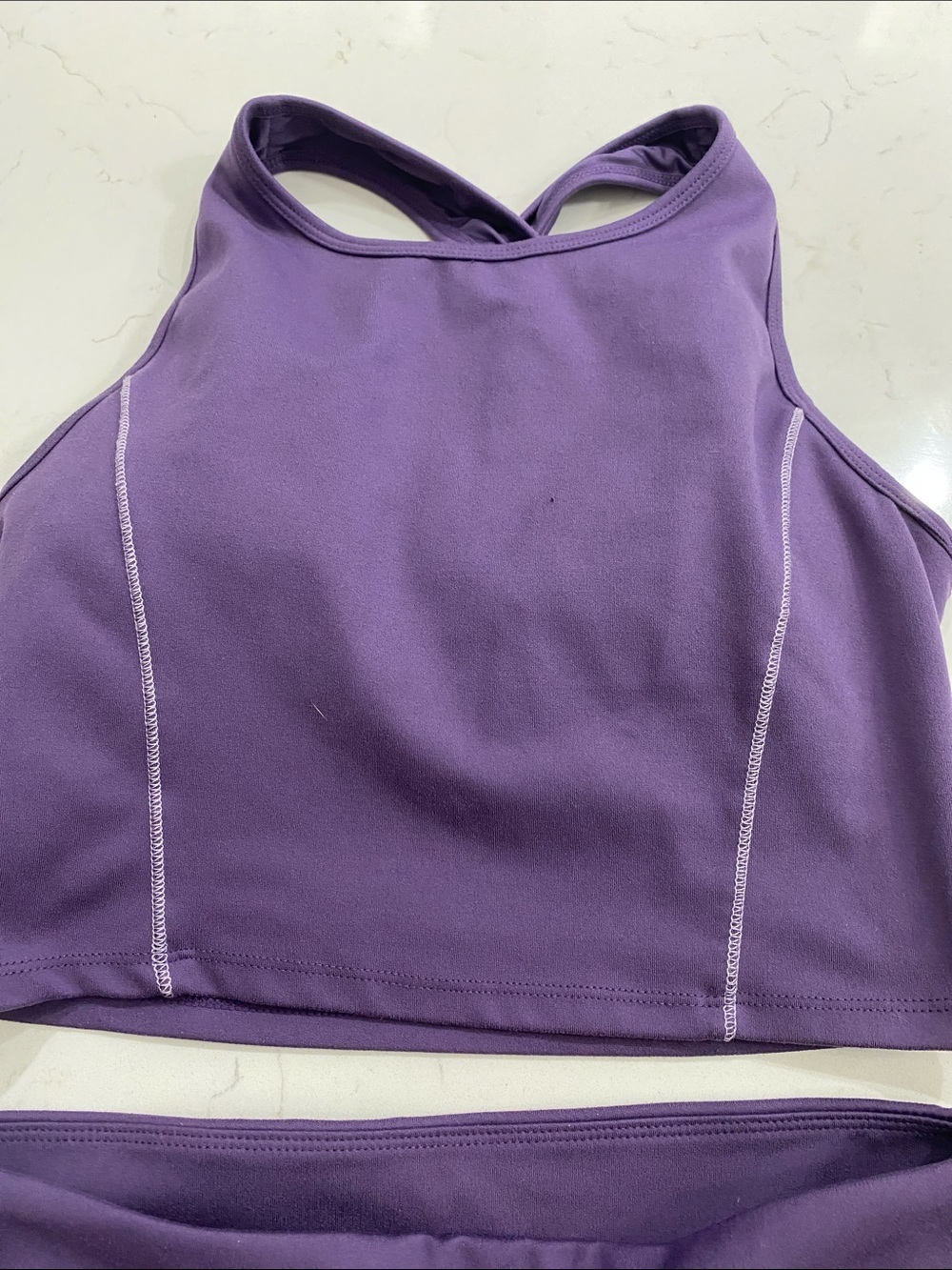 Jessica Simpson Purple Athletic Crop Top & workout Shorts Set - Picture 3 of 7